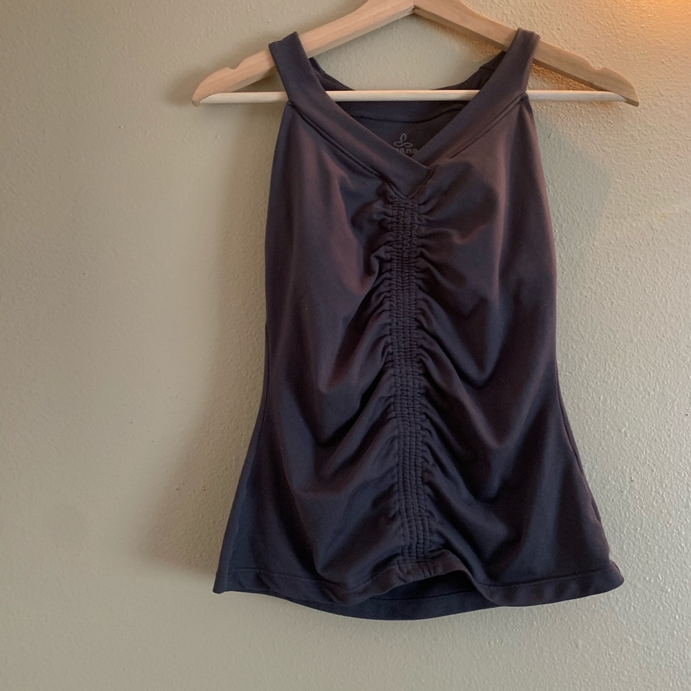 Gray athletic Prana with built-in bra